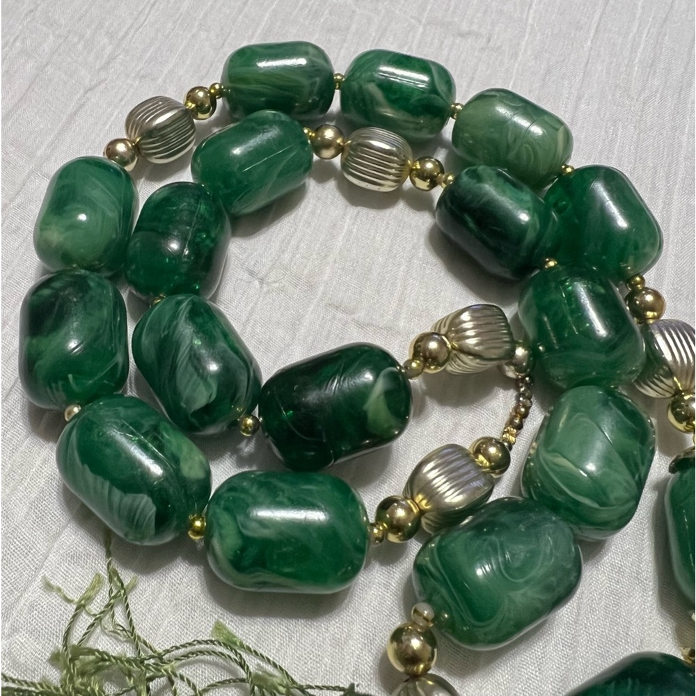 93. Emerald Green Large Beaded Statement Necklace - image 8